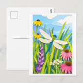 Cut Paper Collage-Style Dragonfly Postkarte (Vorne/Hinten)