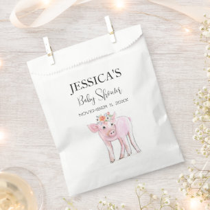Cut Piggy Watercolor Baby Shower Boho Girl Geschenktütchen