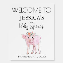 Cut Piggy Watercolor Babydusche Begrüßungszeichen