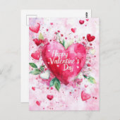 Cut rosa Herz Valentins Gruß Postkarte (Vorne/Hinten)