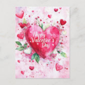 Cut rosa Herz Valentins Gruß Postkarte (Vorderseite)