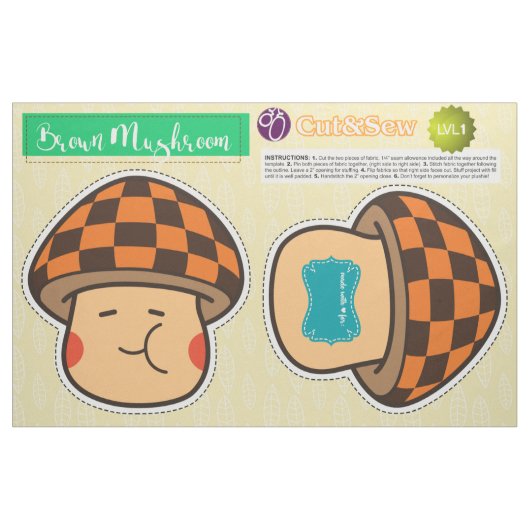 Cut & Sew Brown Mushroom - Easy DIY Project Stoff (Fat Quarter (45,7 x 55,9 cm))