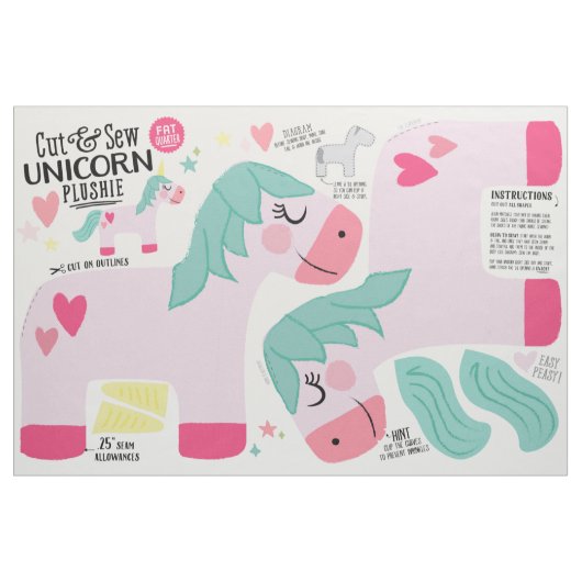 Cut & Sew Einhornstoff - Fun DIY Plush Stoff (Fat Quarter (45,7 x 55,9 cm))