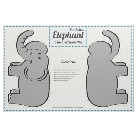 Cut & Sew Elephant Plushie - Pillow Pal Stoff (Fat Quarter (45,7 x 55,9 cm))