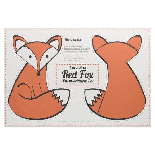 Cut & Sew Red Fox Plushie - Pillow Pal Stoff (Fat Quarter (45,7 x 55,9 cm))