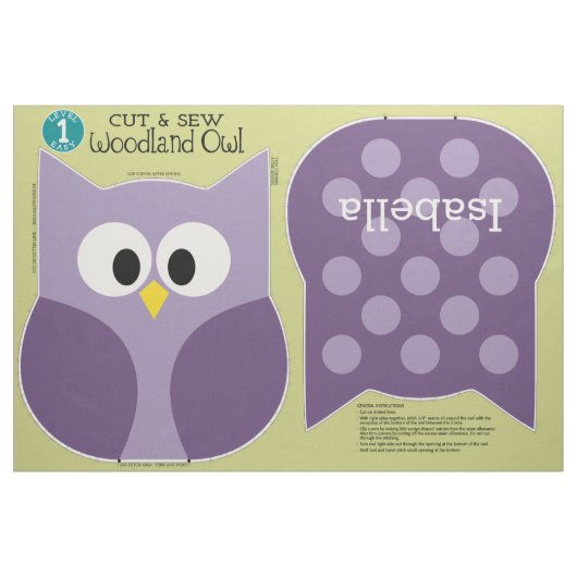 Cut & Sew Woodland Owl Stuff Tierischer Individuel Stoff (Fat Quarter (45,7 x 55,9 cm))