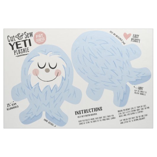 Cut & Sew Yeti Fabric - Fun DIY Plush Stoff (Fat Quarter (45,7 x 55,9 cm))