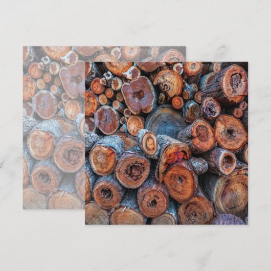 Cut Tree Logs Stacked Together Pattern Photograph Karte (Vorne/Hinten)