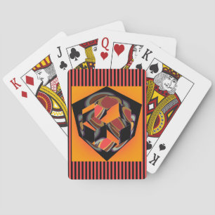 Cutaway Cube Red Black Strips Spielkarten