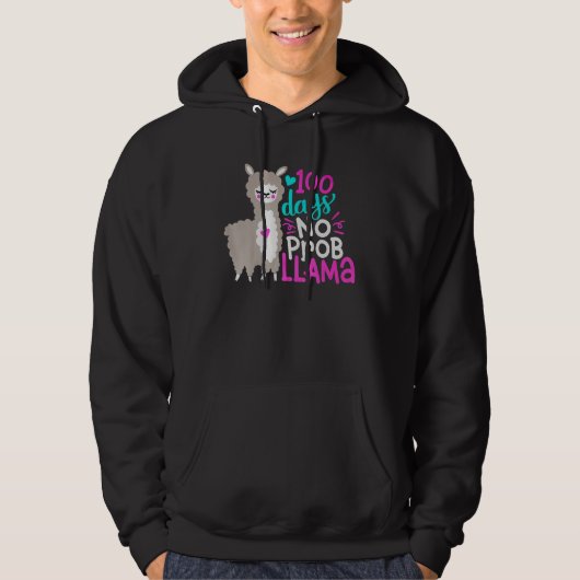 Cute 100 Days of School No Probllama Llama 100th d Hoodie (Vorderseite)