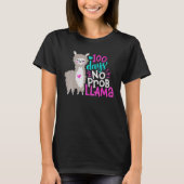 Cute 100 Days of School No Probllama Llama 100th d T-Shirt (Vorderseite)