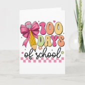 Cute 100 Days Of School Pencil Bow Classroom Theme Karte (Vorderseite)