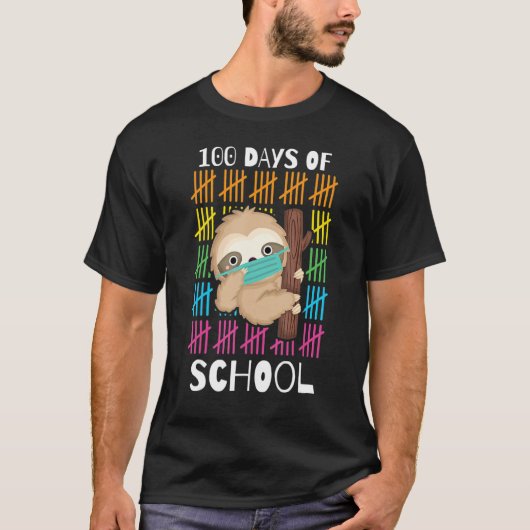 Cute 100 Days Of School Sloth Face Mask Virtual Te T-Shirt (Vorderseite)