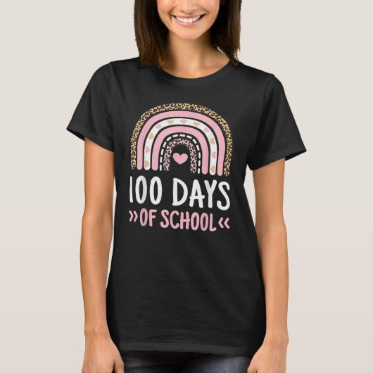 Cute 100th Day Of School 100 Days Leopard Rainbow  T-Shirt (Vorderseite)