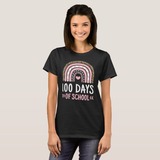 Cute 100th Day Of School 100 Days Leopard Rainbow T-Shirt (Vorne ganz)