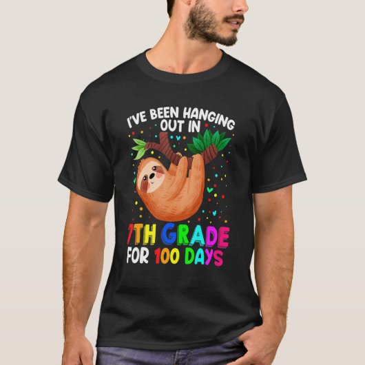 Cute 100th Day Of School Sloth 7th Grade 100 Days  T-Shirt (Vorderseite)