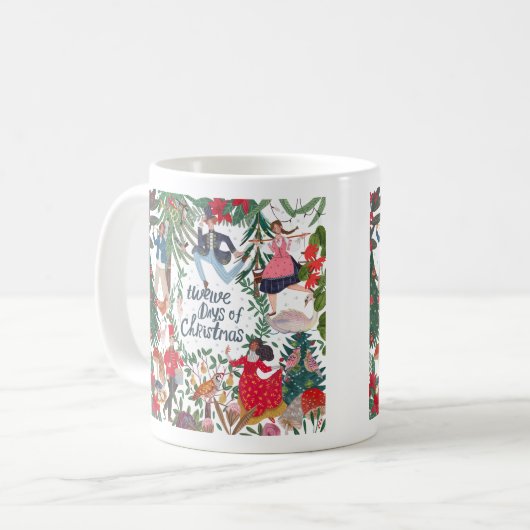 Cute 12 Days of Christmas Classic Illustration Kaffeetasse (Vorderseite Links)