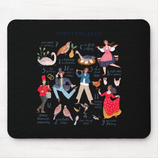 Cute 12 Days Of Christmas Clic Traditional Mousepad (Vorne)