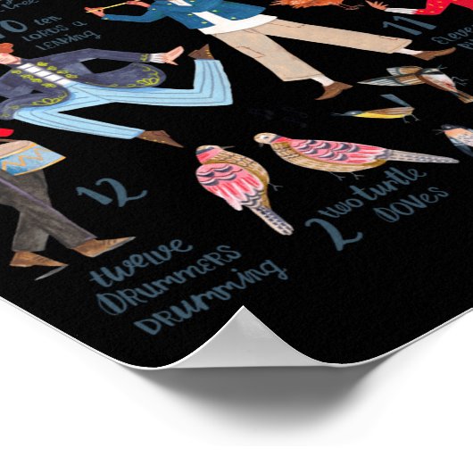 Cute 12 Days Of Christmas Clic Traditional Poster (Ecke)