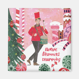 Cute 12 days of Christmas twelve Drummers Drumming Magnet