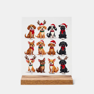 Cute 12 Dogs Xmas Funny Dog Lovers Christmas Dog M Acrylschild