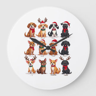 Cute 12 Dogs Xmas Funny Dog Lovers Christmas Dog M Große Wanduhr