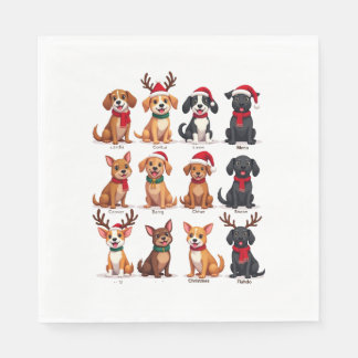 Cute 12 Dogs Xmas Funny Dog Lovers Christmas Dog M Serviette
