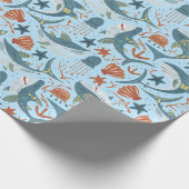 Cute 1st 2nd 3rd Boy Birthday Shark Sea Pattern Geschenkpapier (Ecke)