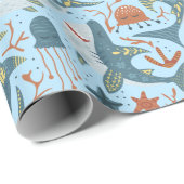 Cute 1st 2nd 3rd Boy Birthday Shark Sea Pattern Geschenkpapier (Rolleneckpunkt)