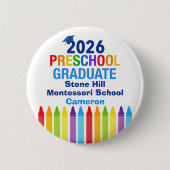Cute 2026 Preschool Graduation Custom Name Tag Button (Vorderseite)