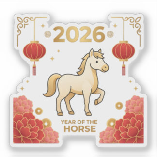 Cute 2026 Year of the Horse Chinese New Year Aufkleber