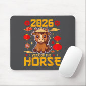 Cute 2026 Year Of The Horse Happy Chinese New Year Mousepad (Mit Mouse)