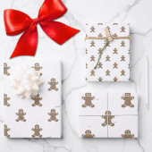 Cute 2 Names, Gingerbread Man Pattern 3 Sheets Geschenkpapier Set