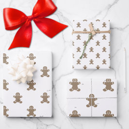 Cute 2 Names, Gingerbread Man Pattern 3 Sheets Geschenkpapier Set