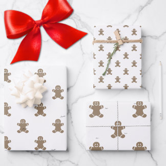 Cute 2 Names, Gingerbread Man Pattern 3 Sheets Geschenkpapier Set