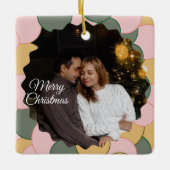 Cute 2 Photo Frame Christmas Ceramic Ornament (Vorderseite)