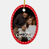 Cute 2 Photo Frame Christmas Ceramic Ornament (Vorne)