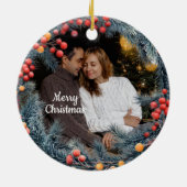 Cute 2 Photo Frame Christmas Ceramic Ornament (Hinten)