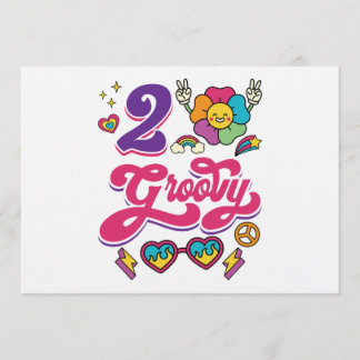 Cute 2nd Birthday Toddler 2 Groovy Einladung