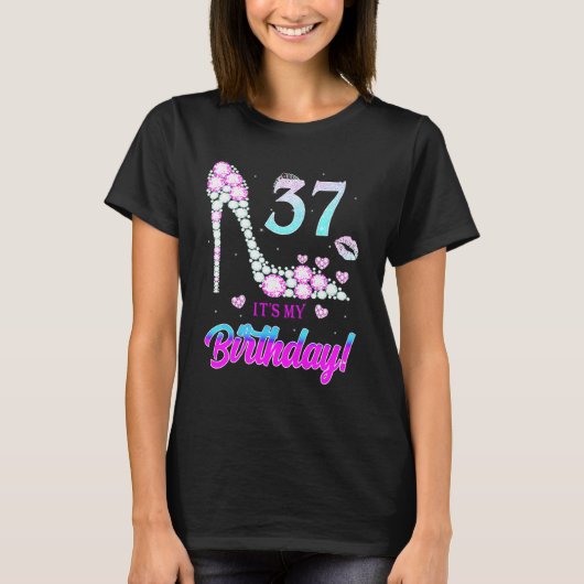 Cute 37 Years Old It's My 37th Birthday Party T-Shirt (Vorderseite)