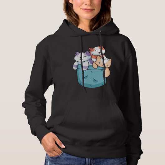 Cute 3 Cats in a Pocket Cat Kids Boys Girls Hoodie (Vorderseite)