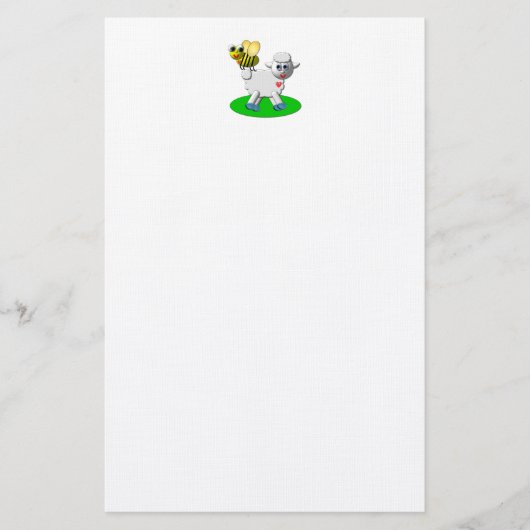 Cute 3-D Look Bee and Lamb Briefpapier (Vorderseite)