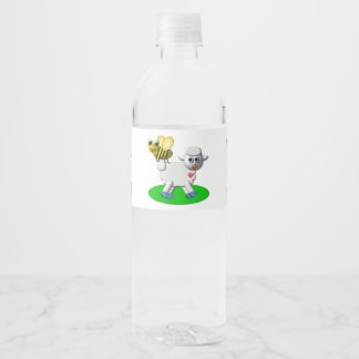 Cute 3-D Look Bee and Lamb Wasserflaschenetikett