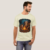 “Cute 3D Boy & Elephant Campfire Sticker in Dark J T-Shirt (Vorne ganz)