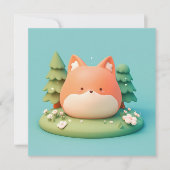 Cute 3D Clay Red Fox in Forest Meadow Postcard (Vorderseite)