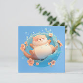 Cute 3D Clay Sea Otter Splashing in Water Postcard (Stehend Vorderseite)