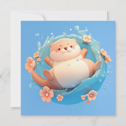 Cute 3D Clay Sea Otter Splashing in Water Postcard (Vorderseite)