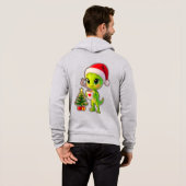 **Cute 3D Green Alien in Santa Hat with Hot Chocol Hoodie (Schwarz voll)