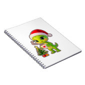 **Cute 3D Green Alien in Santa Hat with Hot Chocol Notizblock (Rechte Seite)