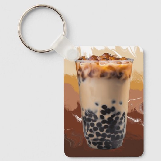 Cute 3D Milk Tea Design – Boba Lover Aesthetic Schlüsselanhänger (Vorderseite)